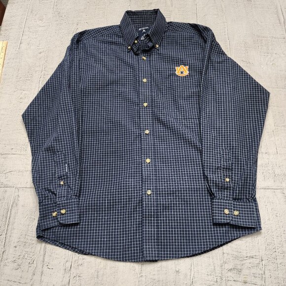 Antigua Auburn University Tigers‎ Mens  Size M Button Down Shirt Navy Plaid - Picture 1 of 10